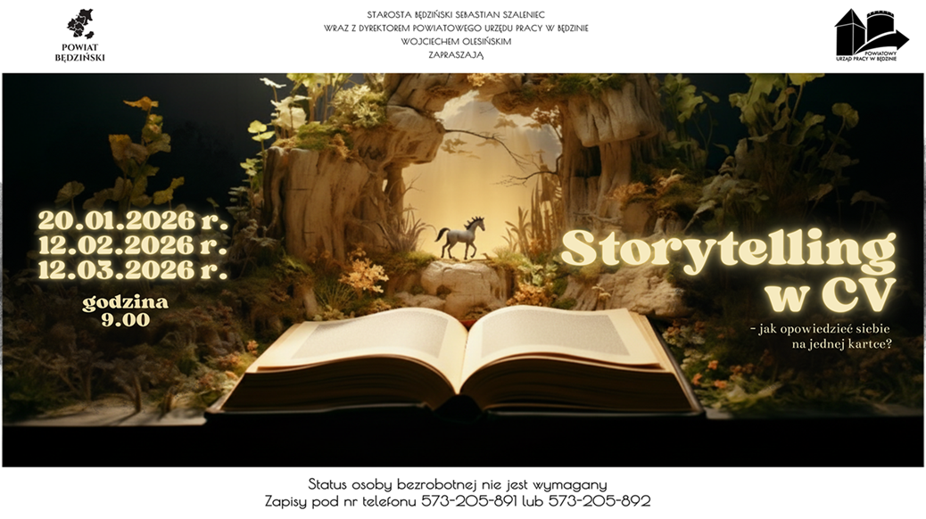 Grafika przedstawia plakat akcji tworzenia CV Storytelling