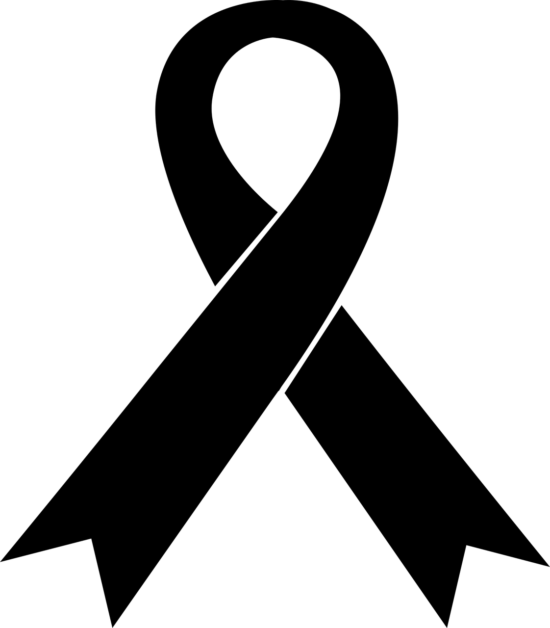 Grafika przedstwia czarną wstążkę żałobną na białym tle