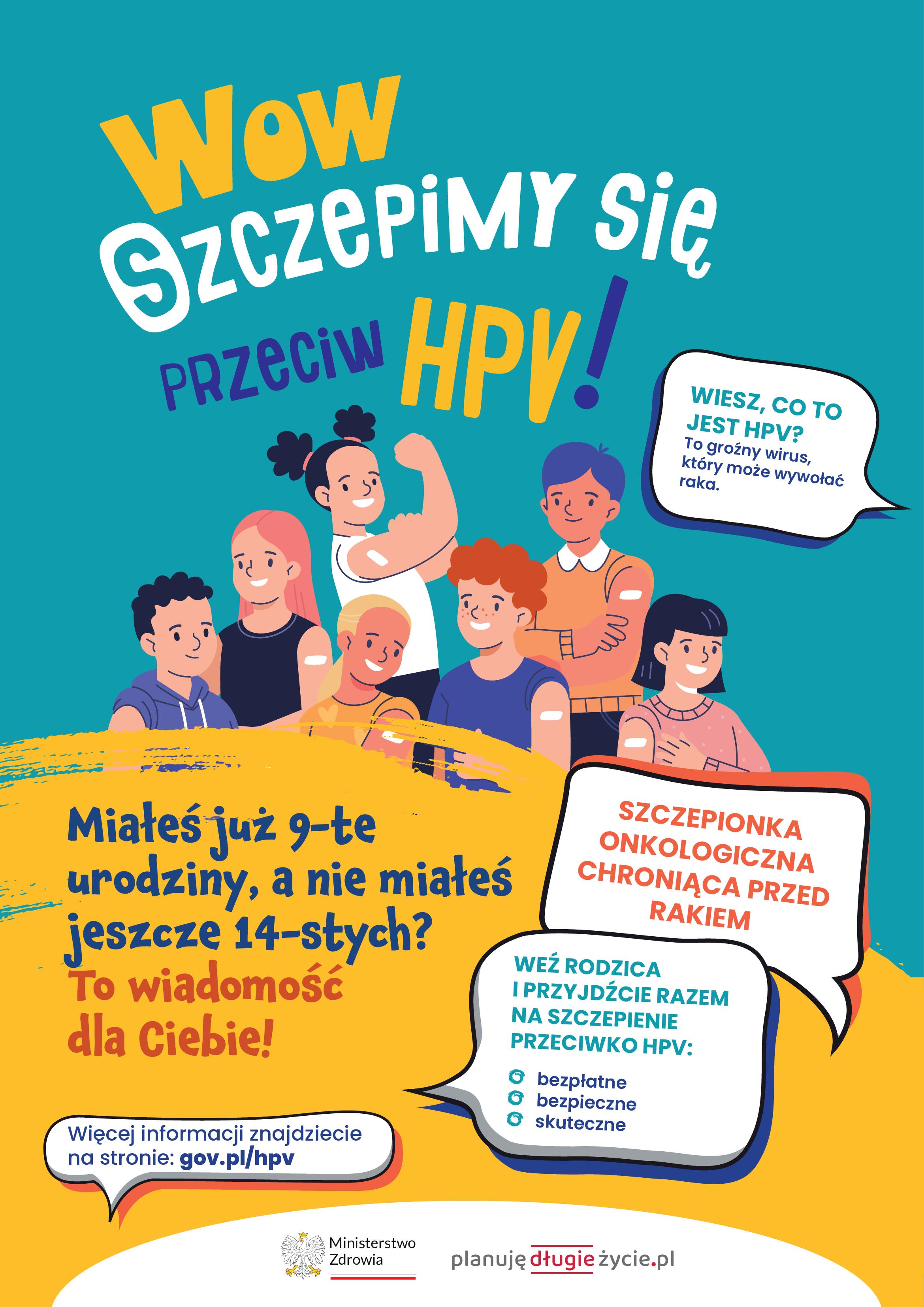 Grafika przedstawia plakat akcji zachecajacej do szczepien przeciw HPV